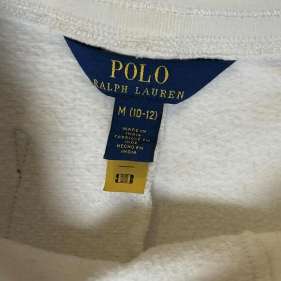 Polo Ralph Lauren Boys Off White Fleece Jogger Sweatpants Plaid Pocket Med 10-12 - Picture 4 of 7